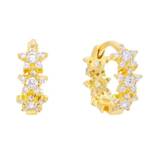 CZ Flower Huggie Earring