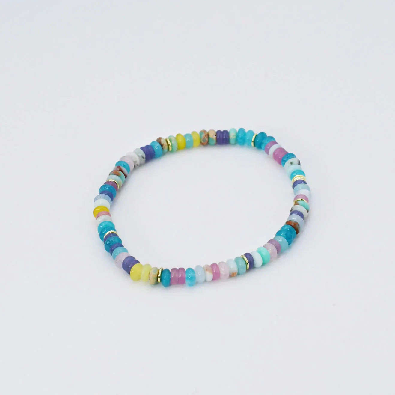 Dainty Aquamarine Beaded Bracelet N58