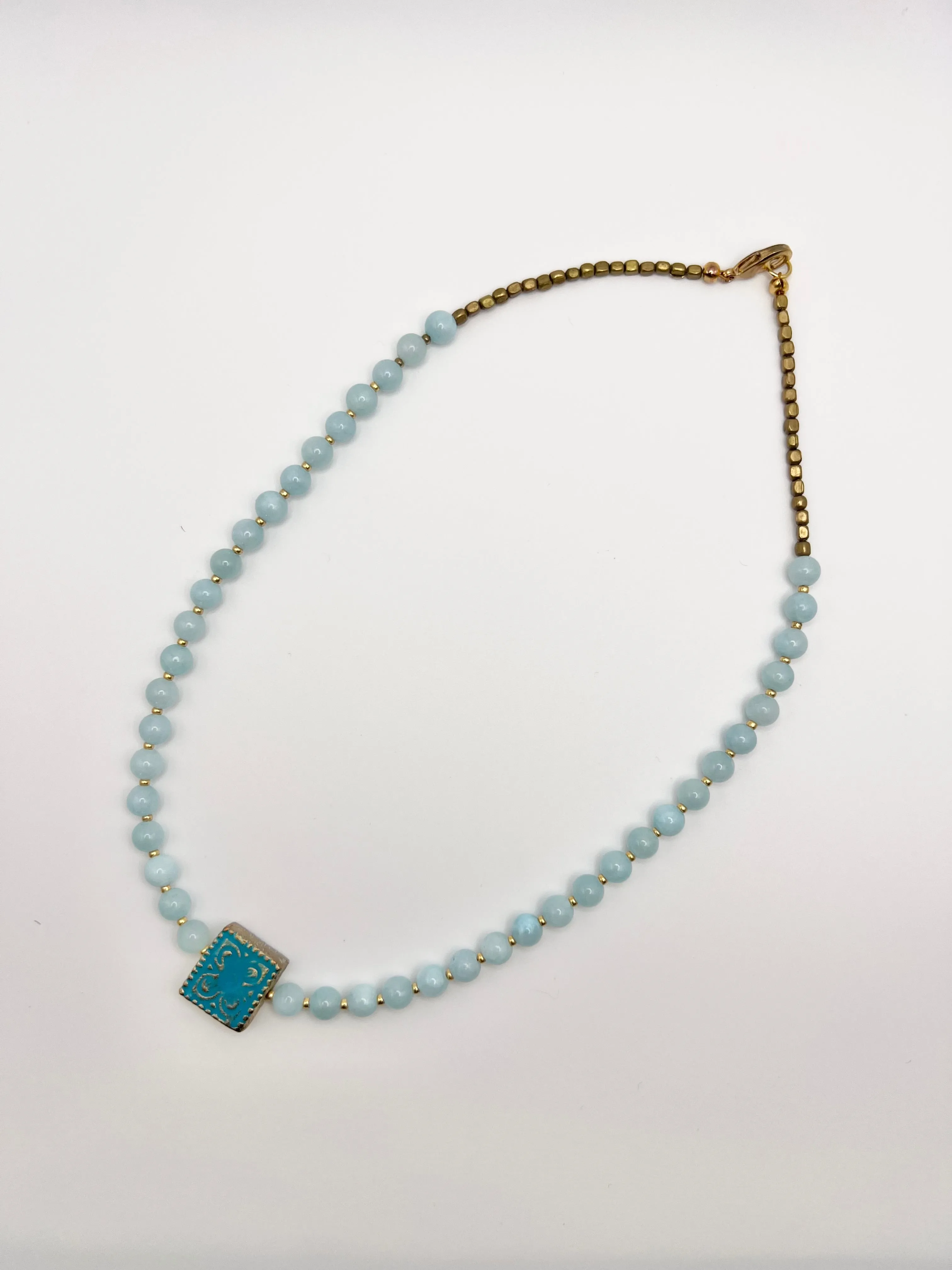 Dainty Blue Beaded Necklace