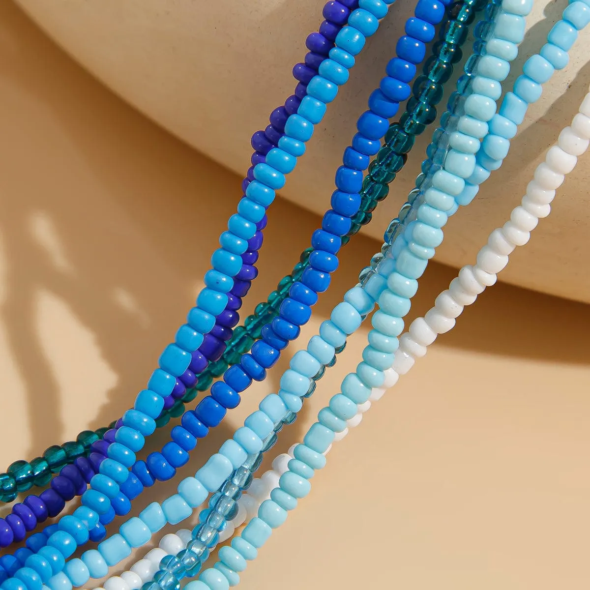 Dainty Boho 8 Pieces Crystal Seed Beaded Belly Chain Set