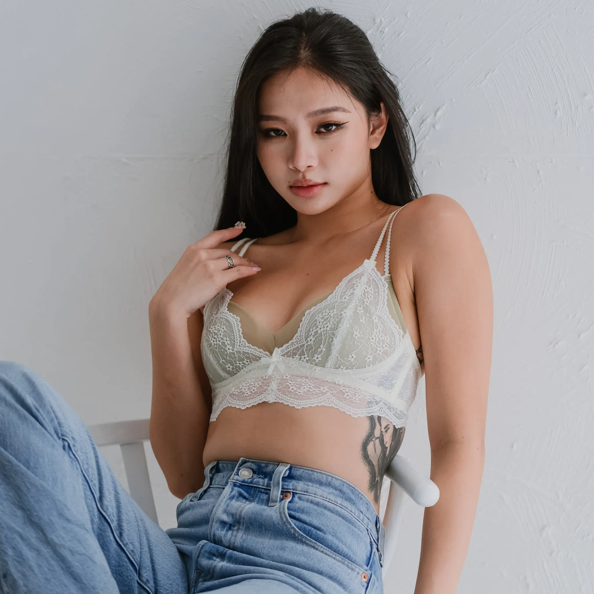 Dainty Daisy! Lace Unlined Wireless Bra in Willow Pistachio