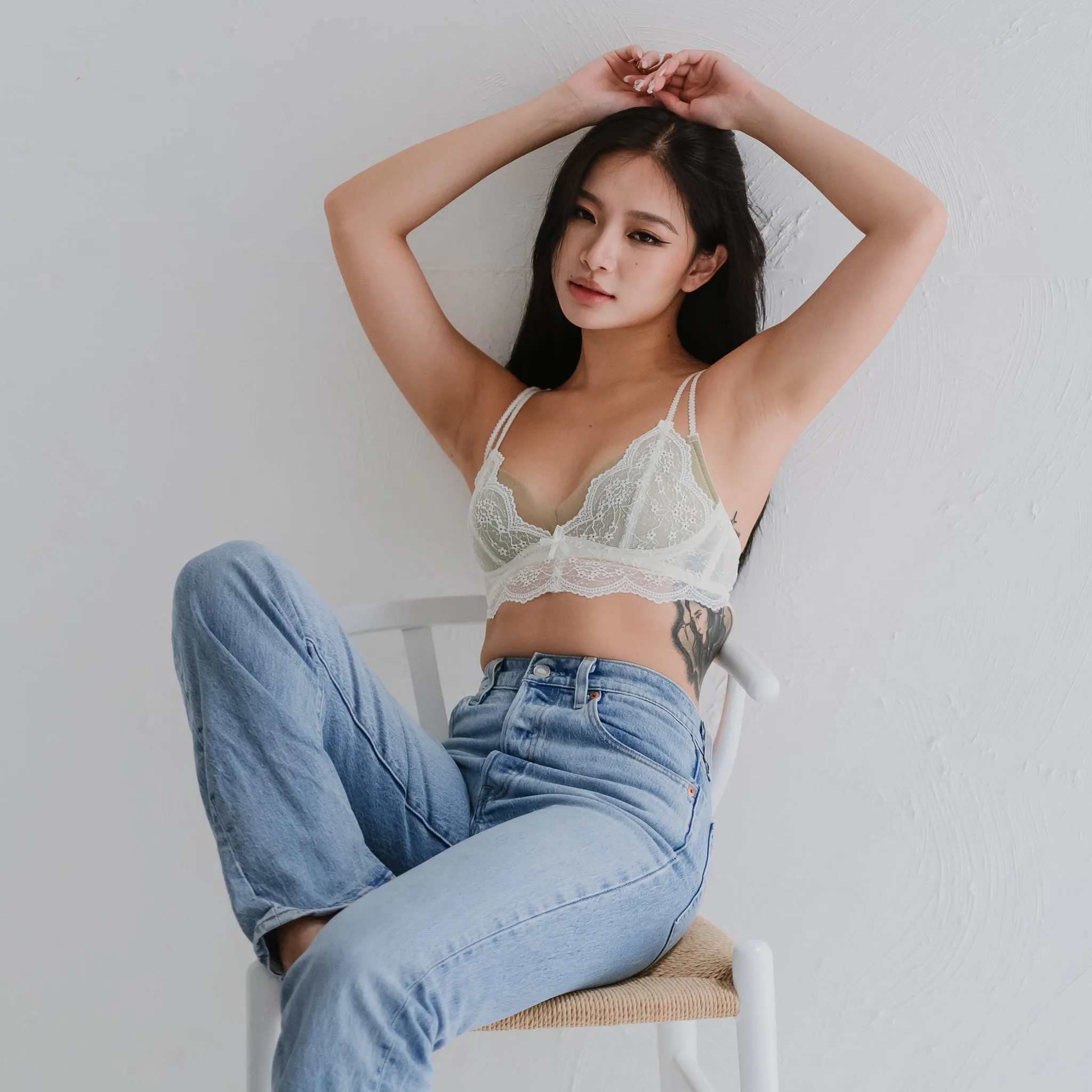 Dainty Daisy! Lace Unlined Wireless Bra in Willow Pistachio