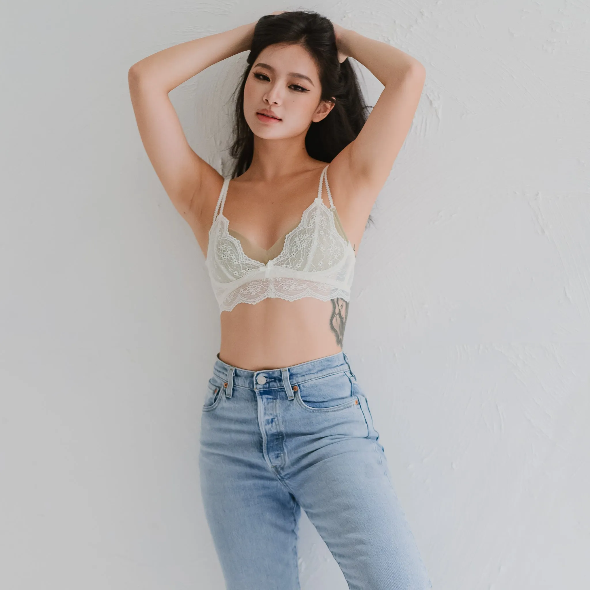 Dainty Daisy! Lace Unlined Wireless Bra in Willow Pistachio