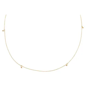 Dainty Dangling Beaded Choker Necklace 14K