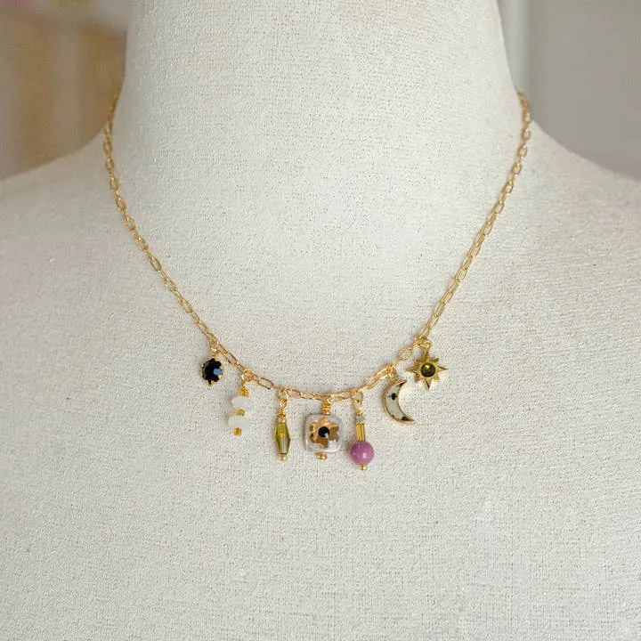 Dainty Flower Charm Necklace | Jill Makes
