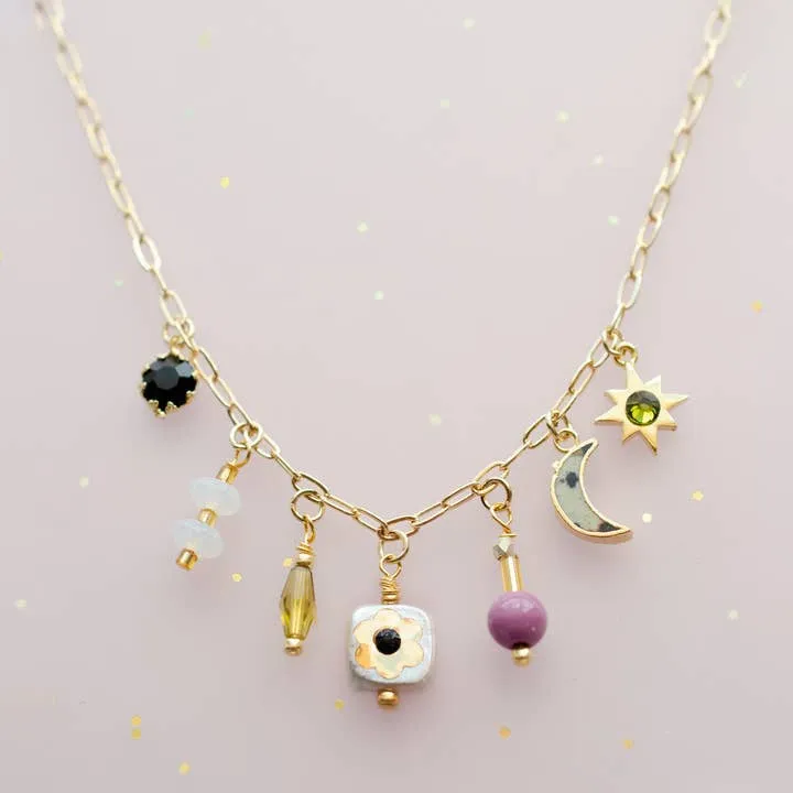 Dainty Flower Charm Necklace | Jill Makes