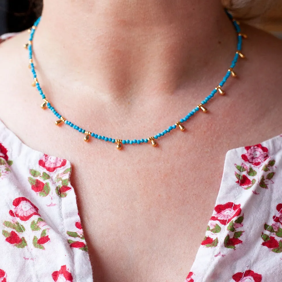 Dainty Gold & Color Beaded Necklace