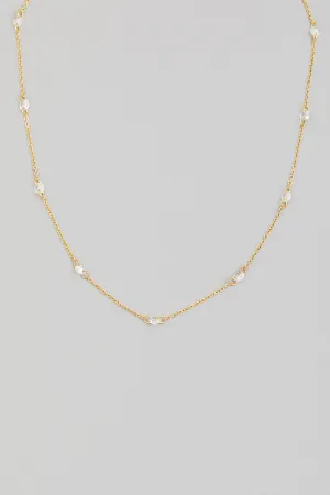 Dainty Rhinestone Beaded Necklace in Gold