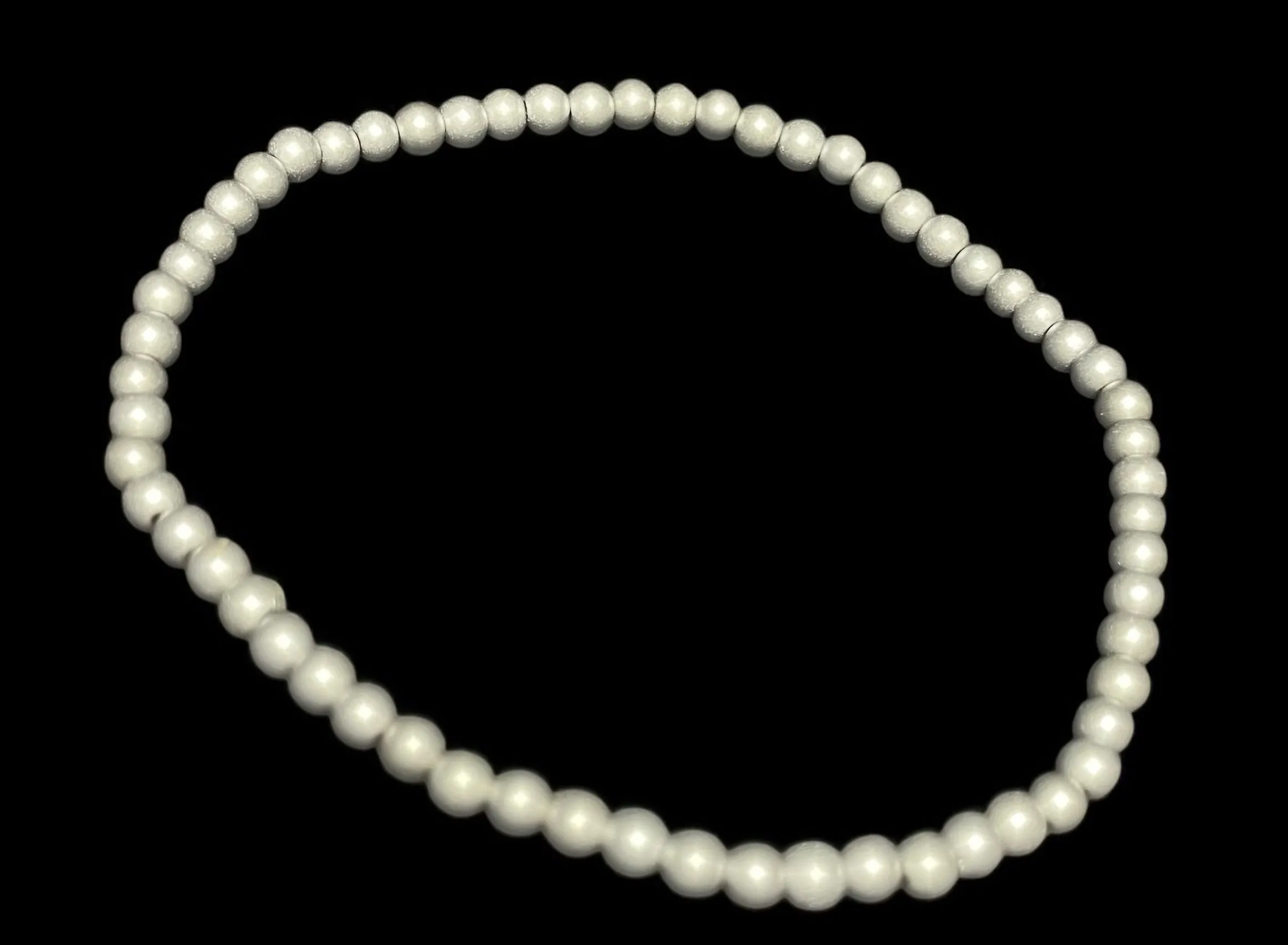 Dainty Silver Hematite Beaded Stretch Bracelet