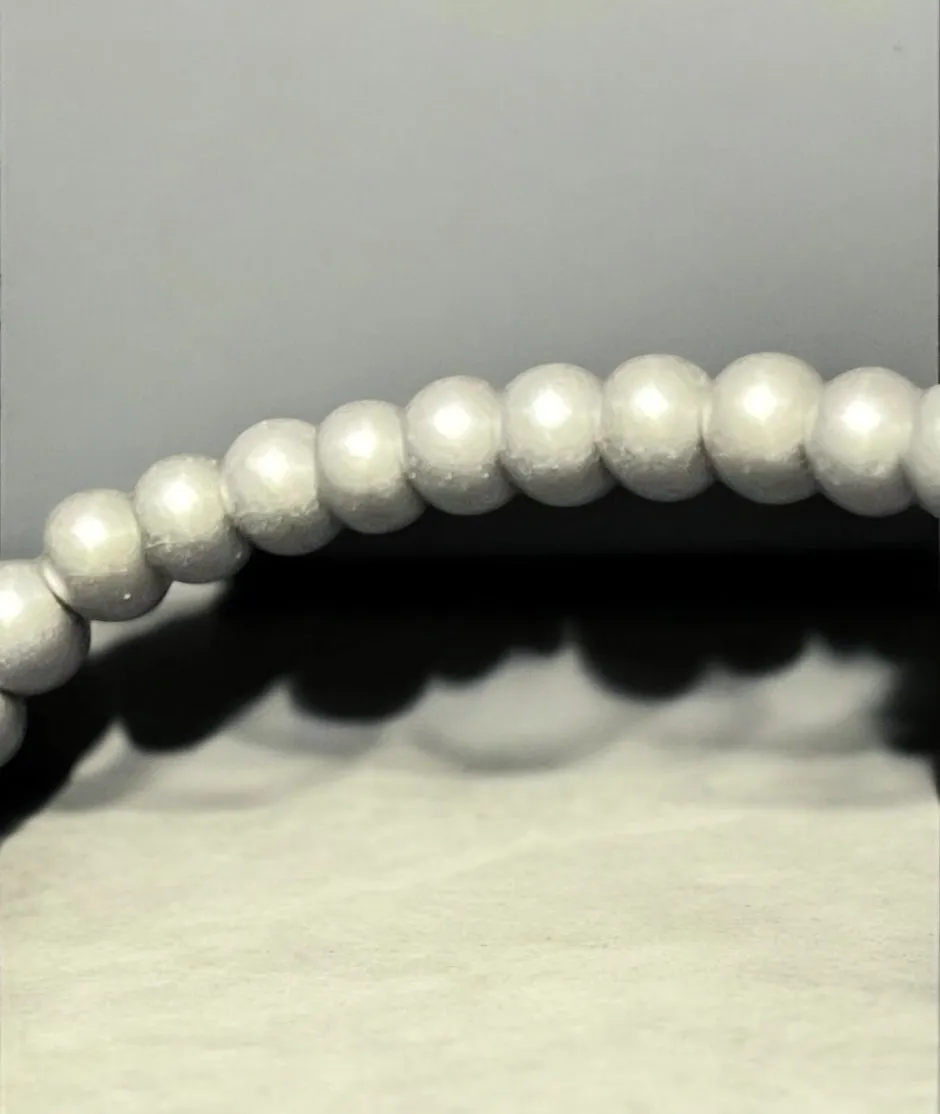Dainty Silver Hematite Beaded Stretch Bracelet