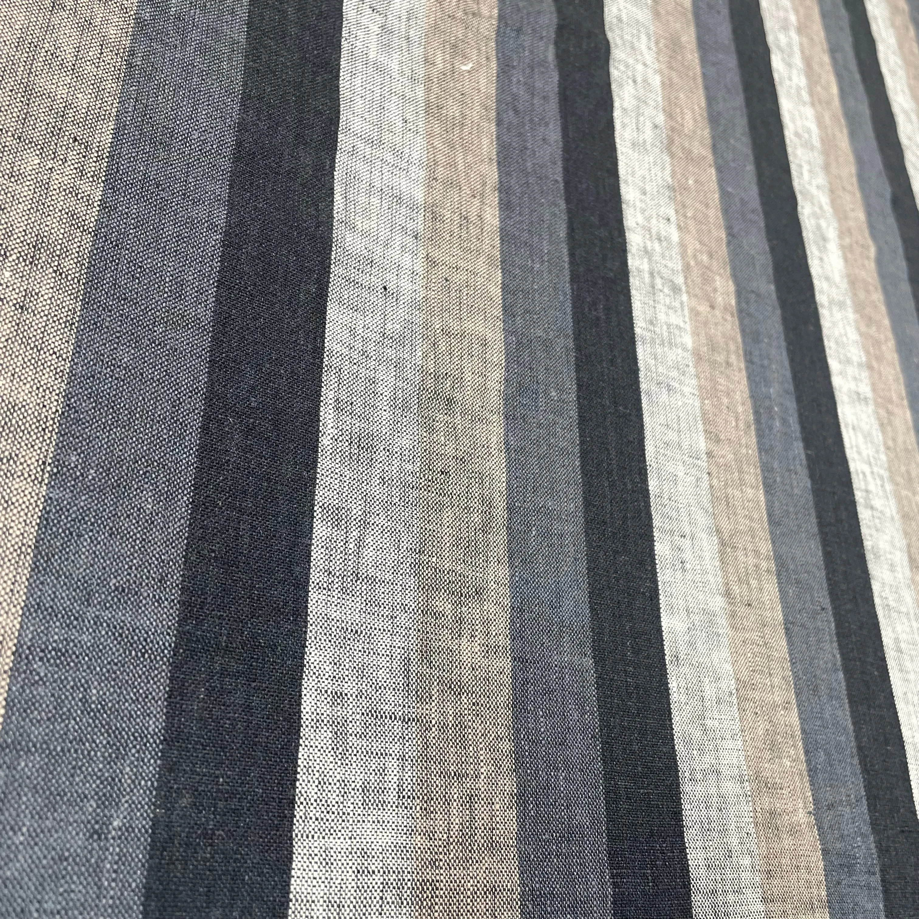 Dark Striped Multi Colors 100% Natural Linen Fabric By The Yard/CL1042