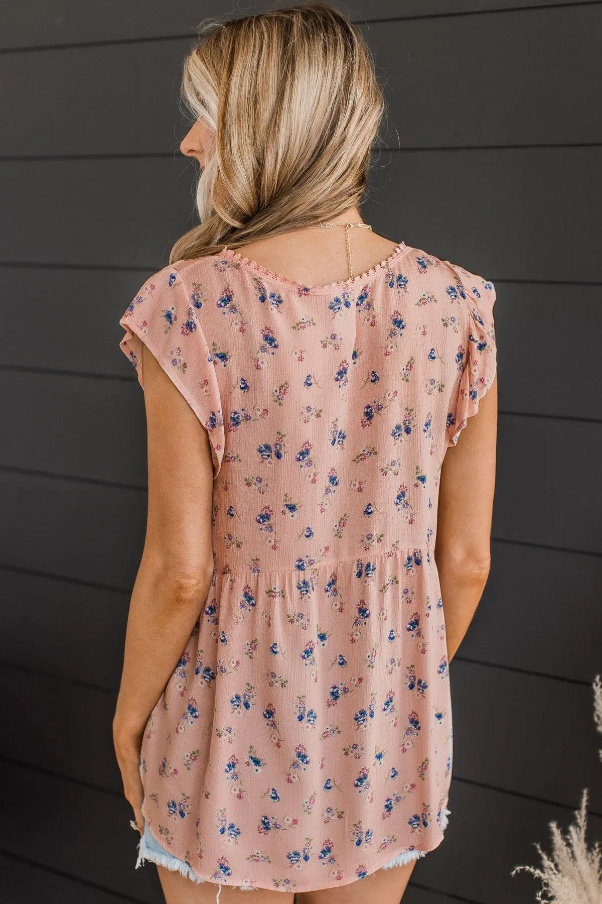 Deeply Adored Floral Babydoll Top- Light Pink