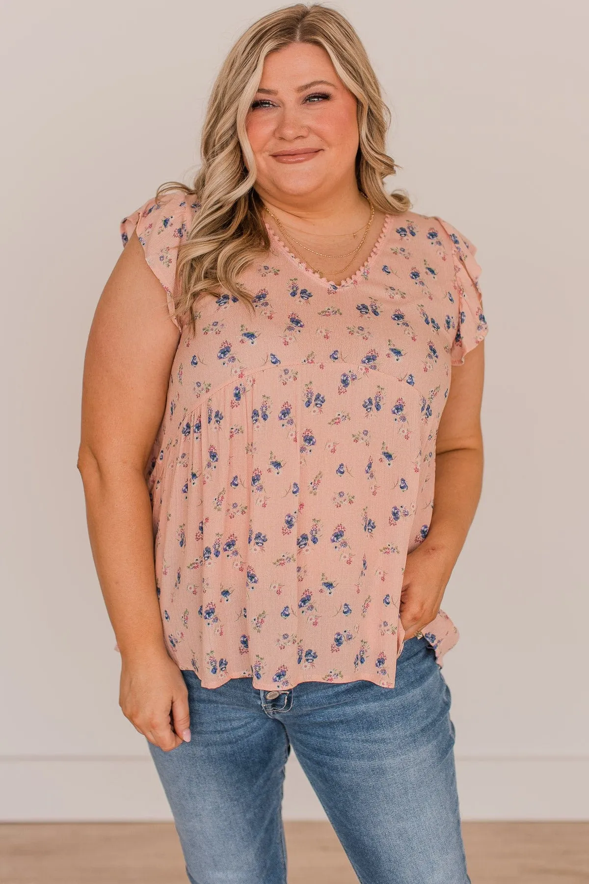 Deeply Adored Floral Babydoll Top- Light Pink