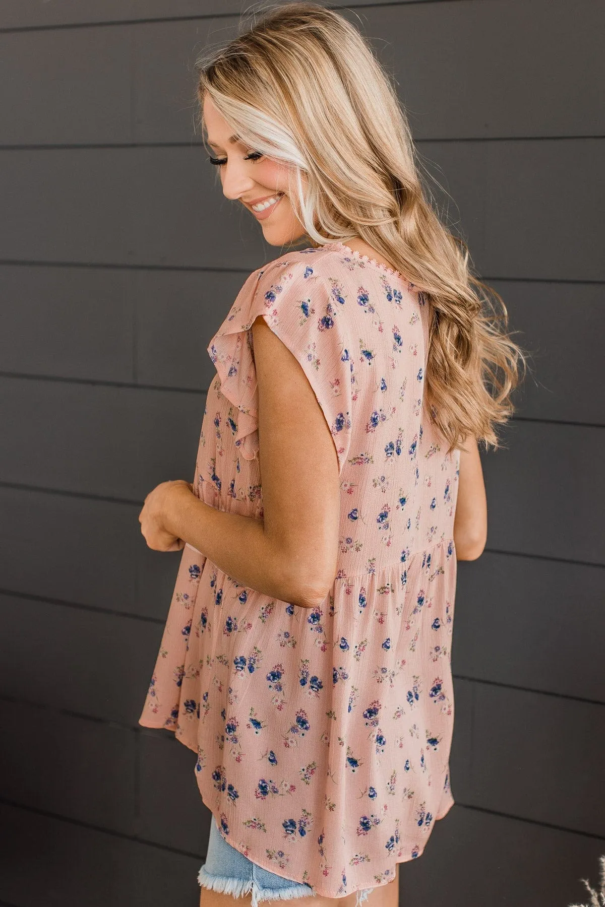 Deeply Adored Floral Babydoll Top- Light Pink