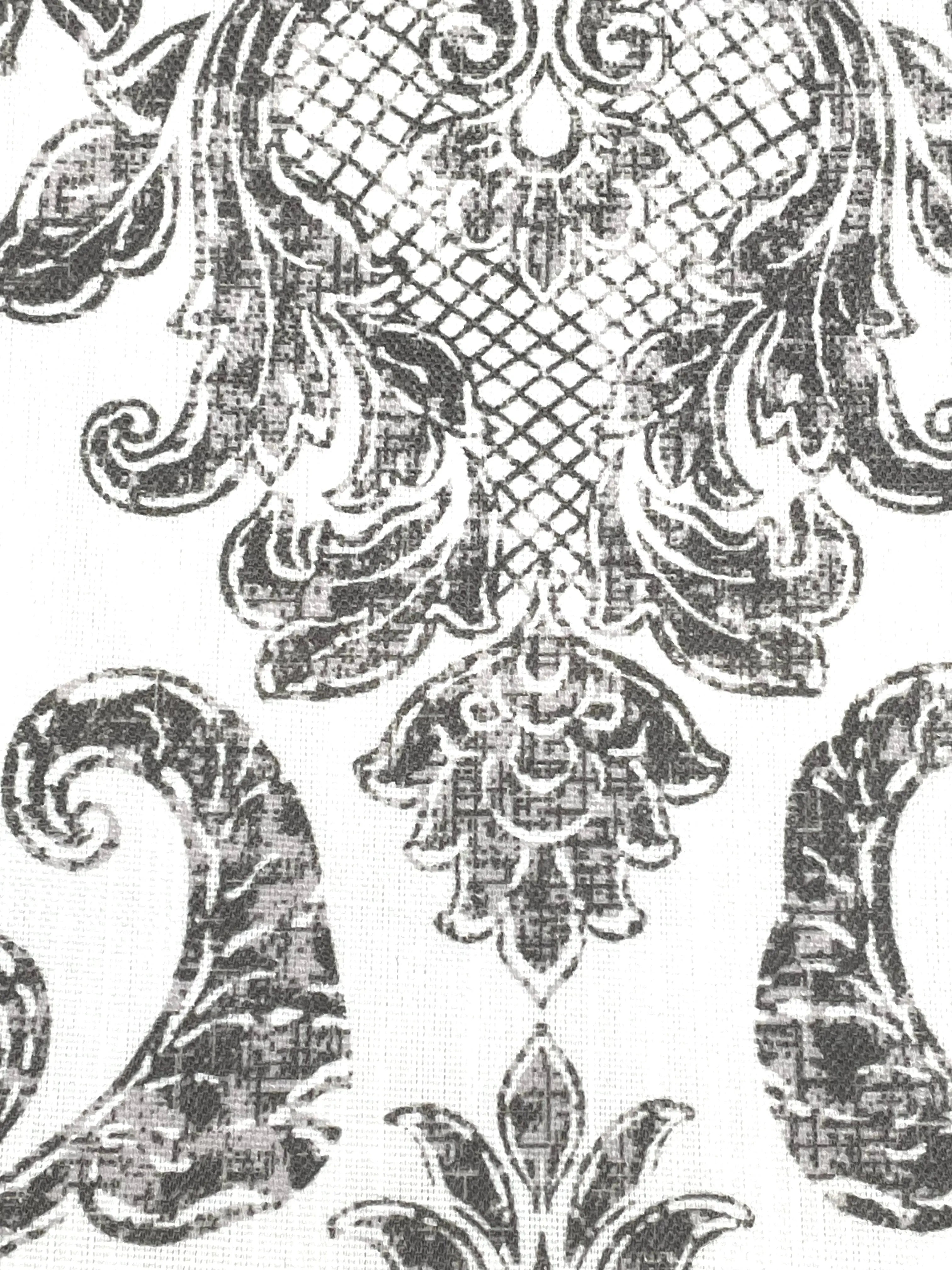 Digital Printed Antibes Floral Damask Faux Linen Fabric By The Yard/CL1091