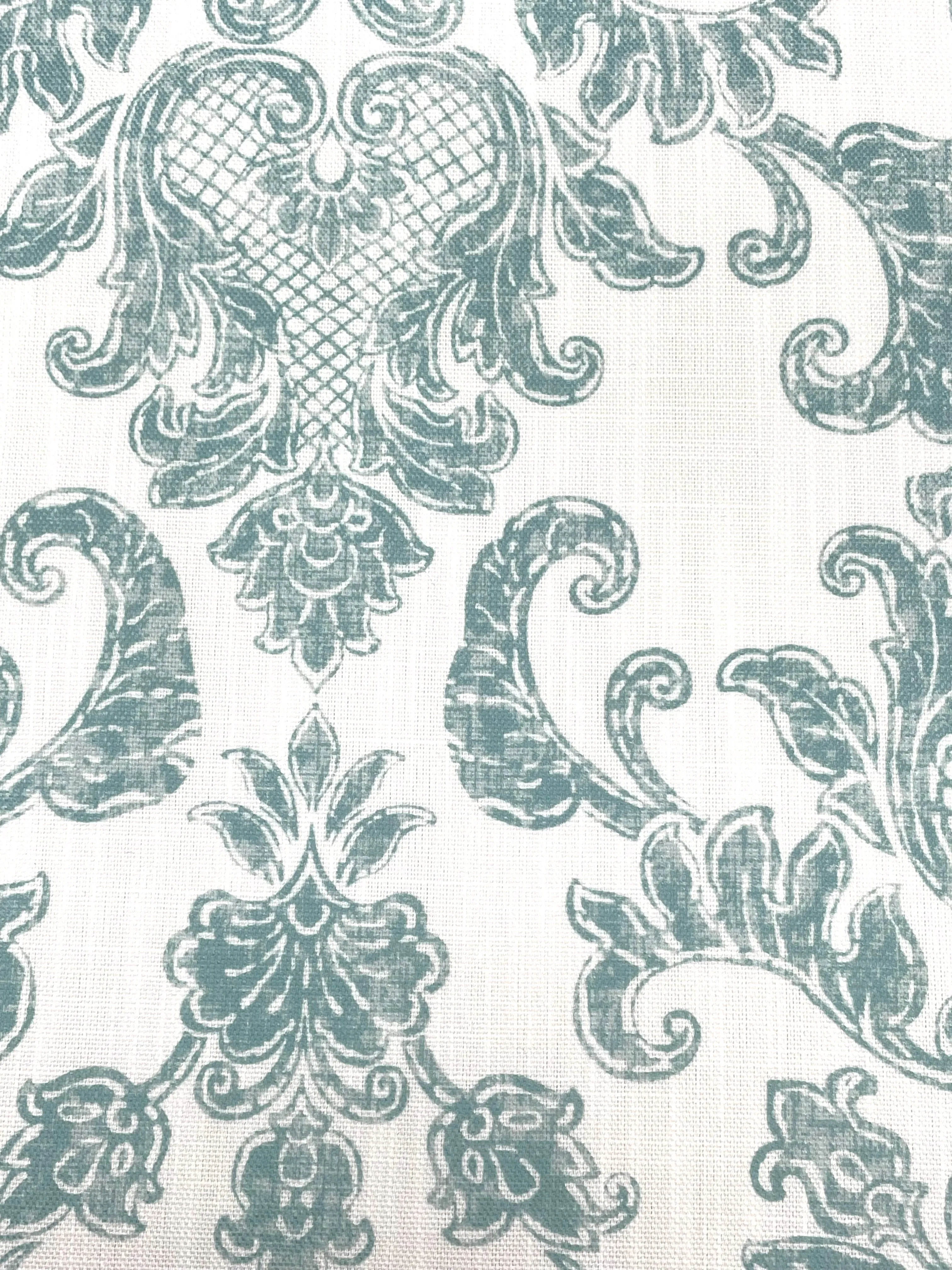 Digital Printed Antibes Floral Damask Faux Linen Fabric By The Yard/CL1091