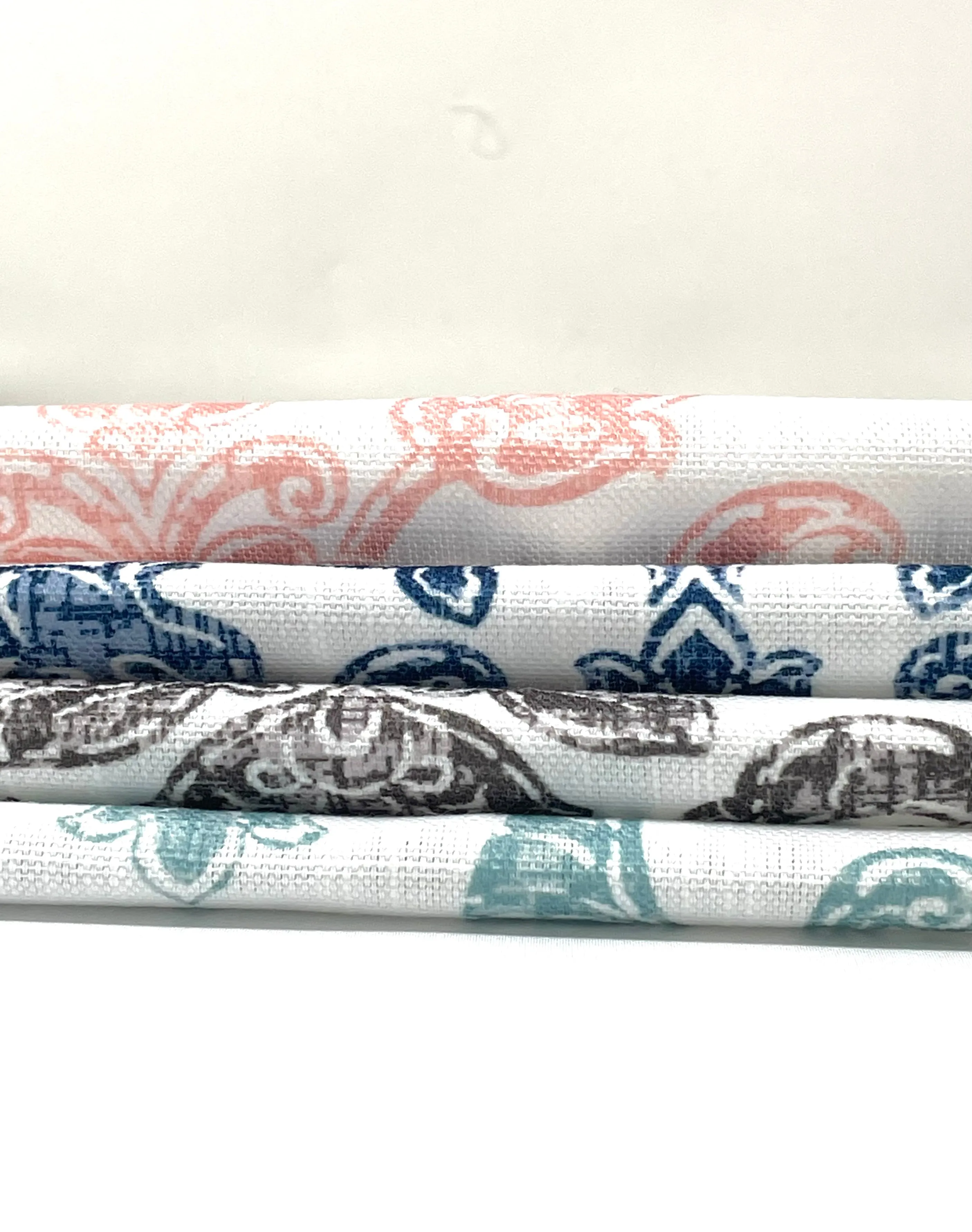 Digital Printed Antibes Floral Damask Faux Linen Fabric By The Yard/CL1091