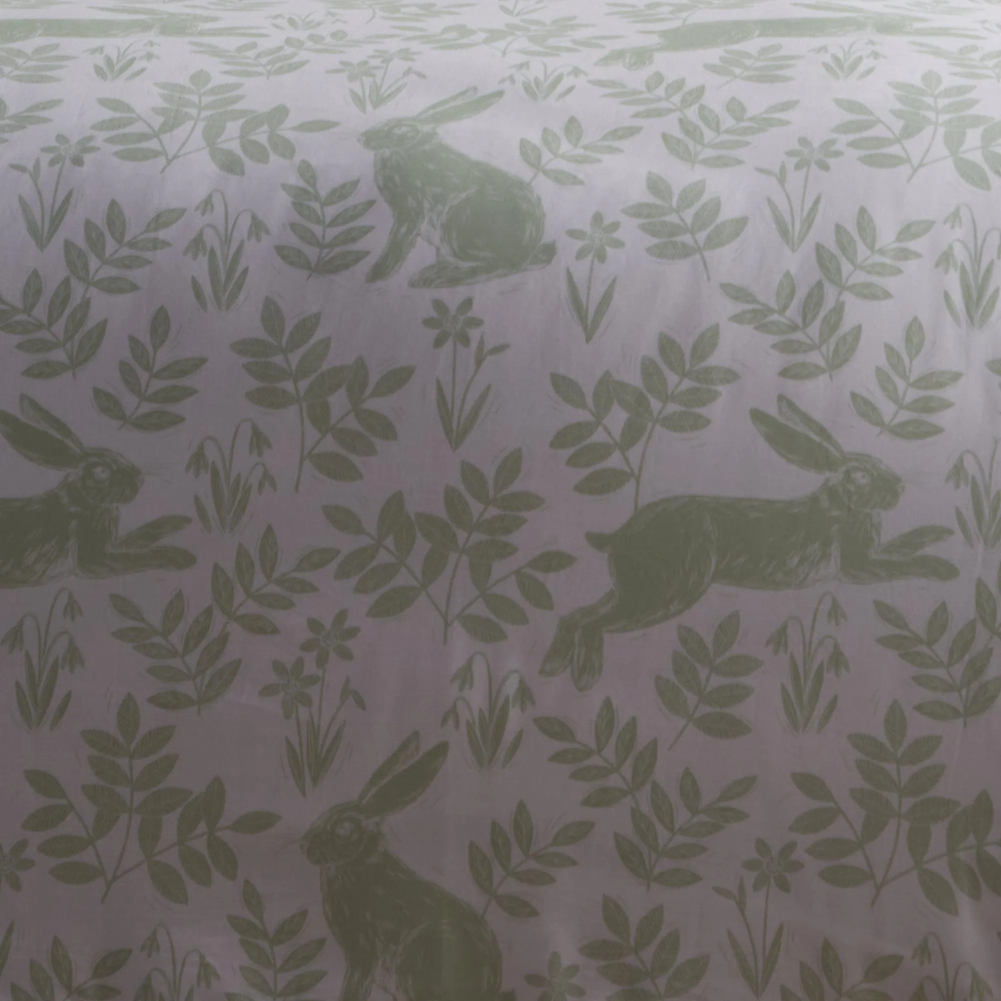 Dreams & Drapes Spring Rabbits Duvet Cover Set - Green