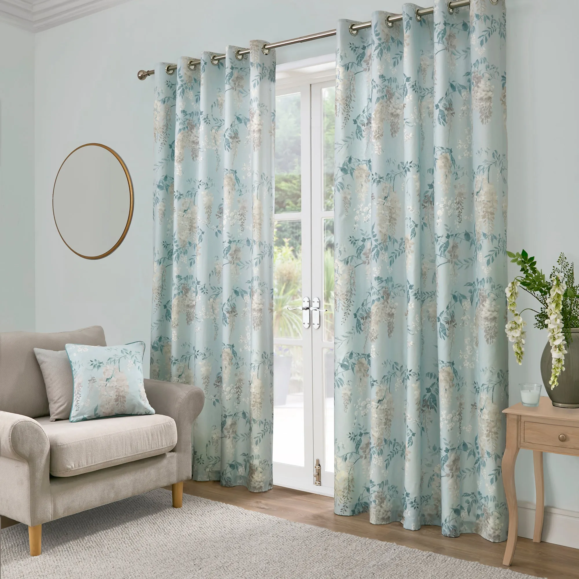 Dreams & Drapes Wisteria Cushion - Duck Egg