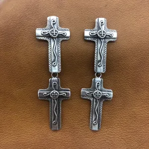 E240d Double Chimayo Cross Overlay Earrings