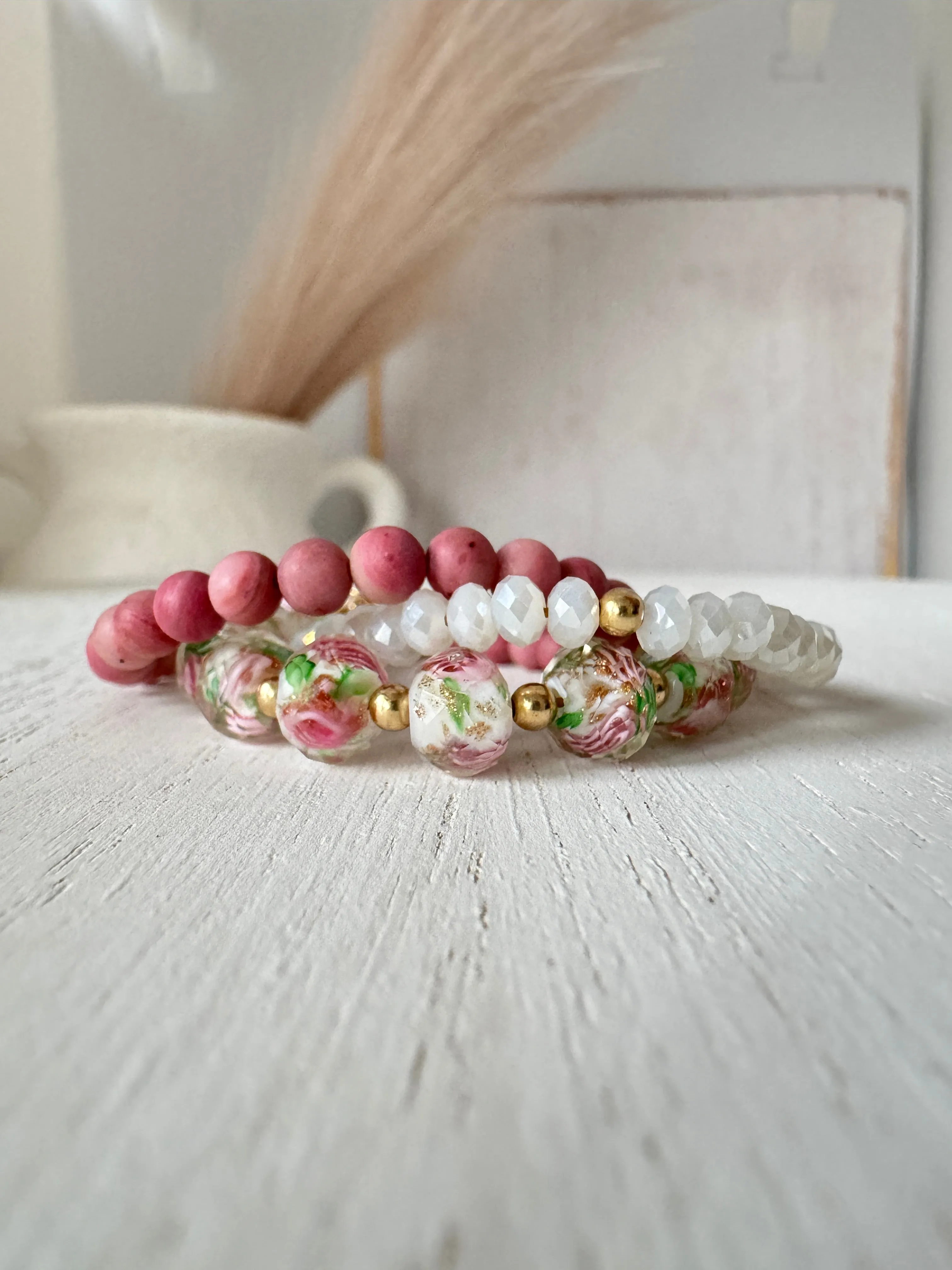 Easter Floral Bracelet Stacking Set - Set of 3 or Each