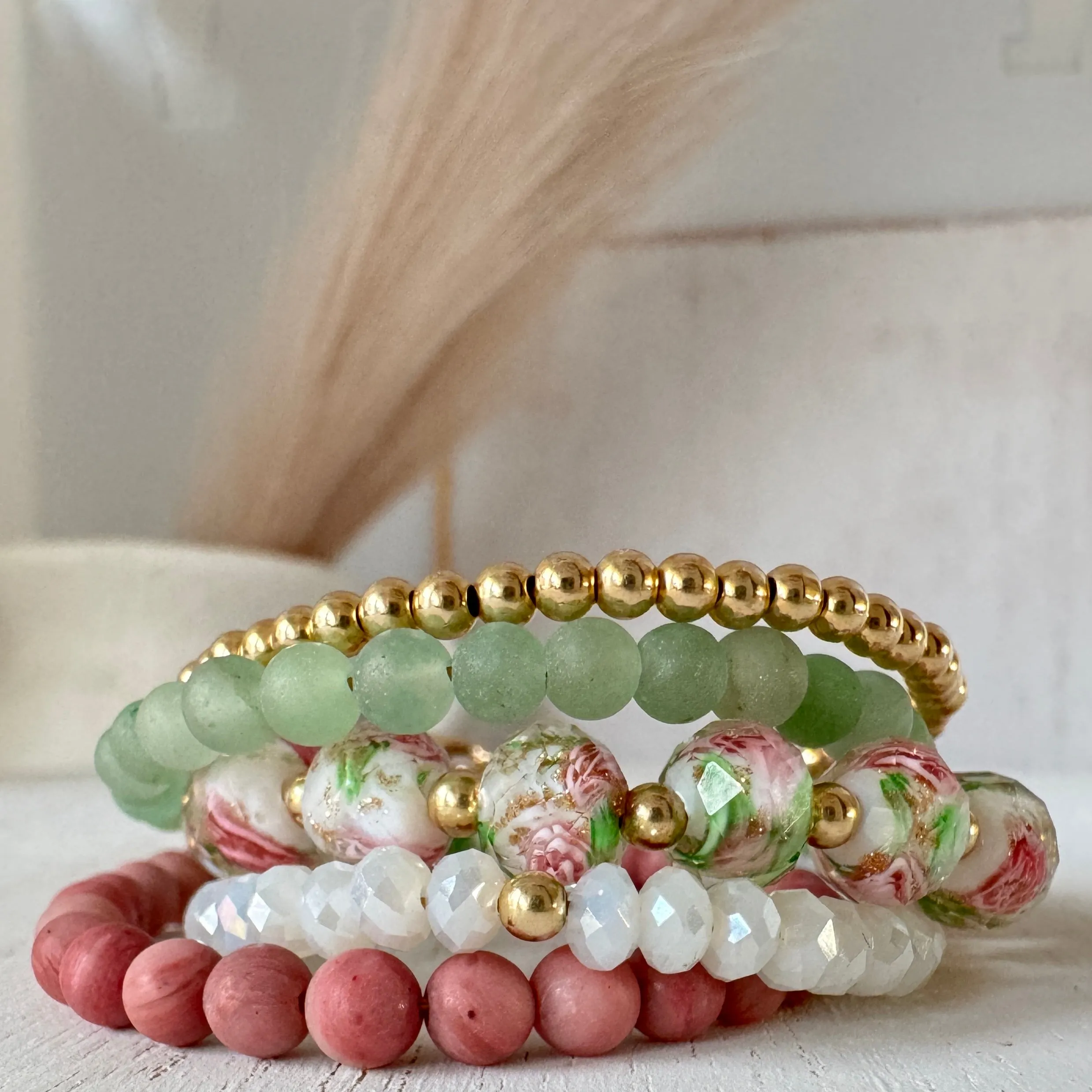 Easter Floral Bracelet Stacking Set - Set of 3 or Each