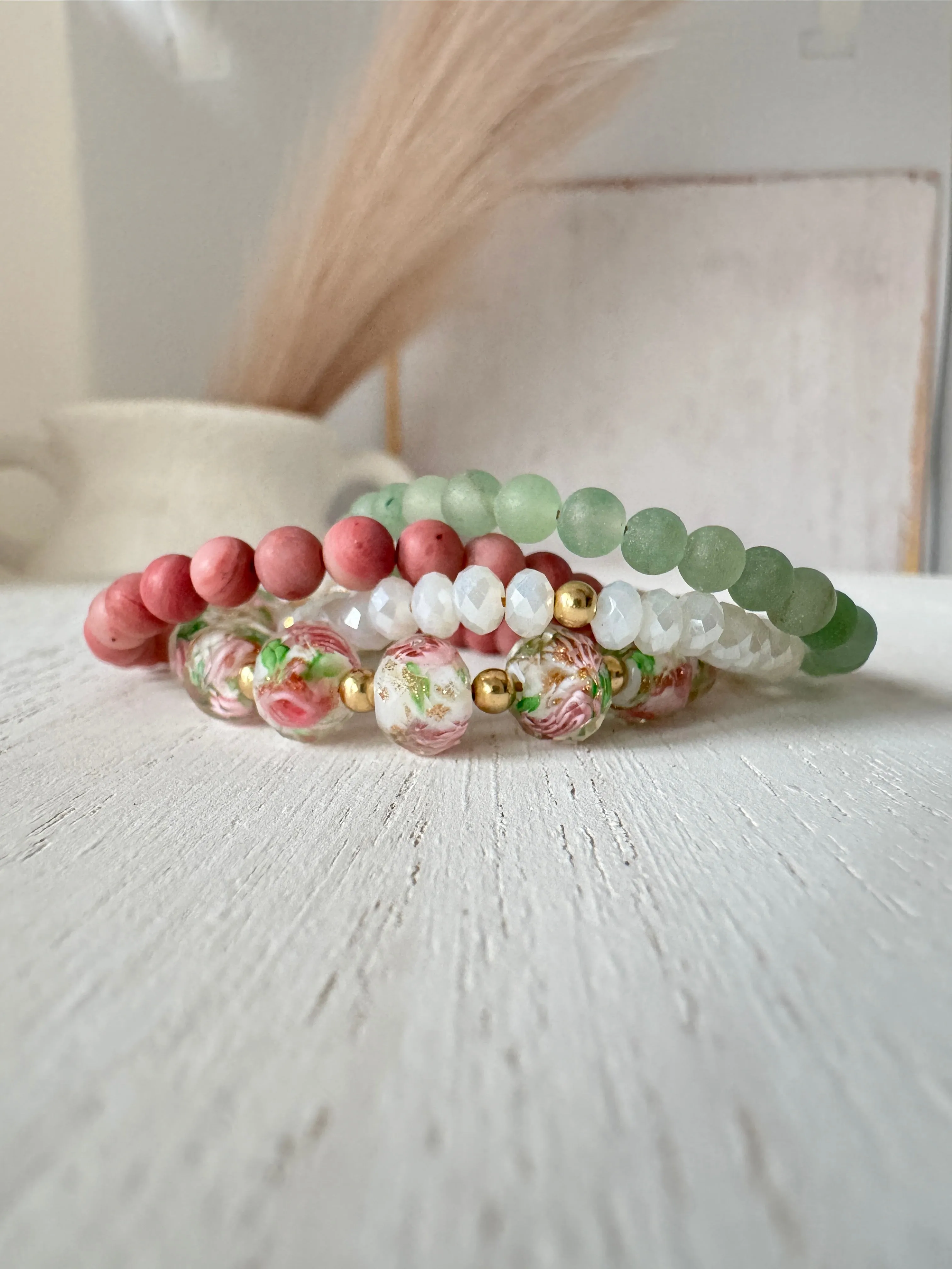 Easter Floral Bracelet Stacking Set - Set of 3 or Each
