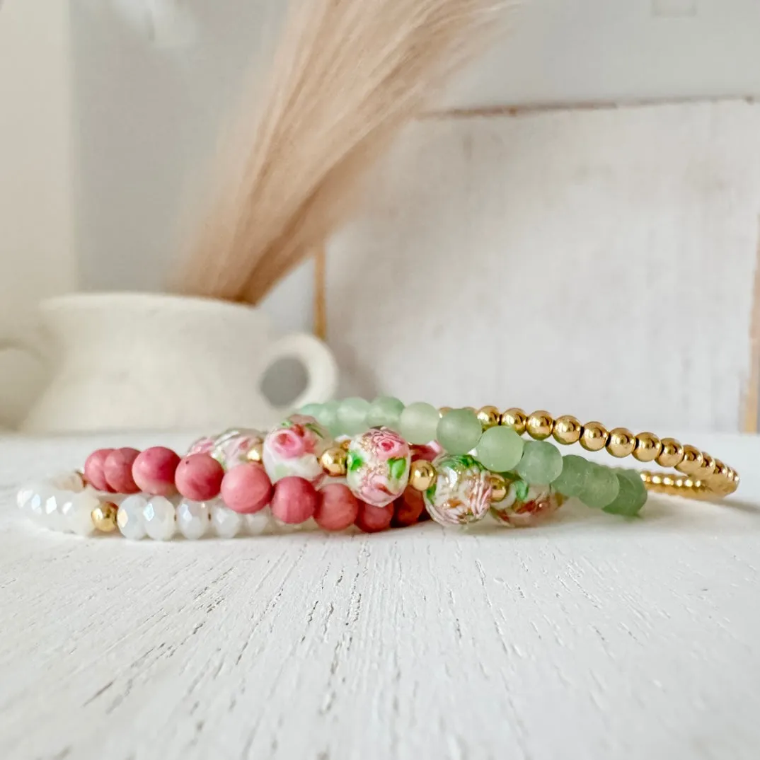 Easter Floral Bracelet Stacking Set - Set of 3 or Each