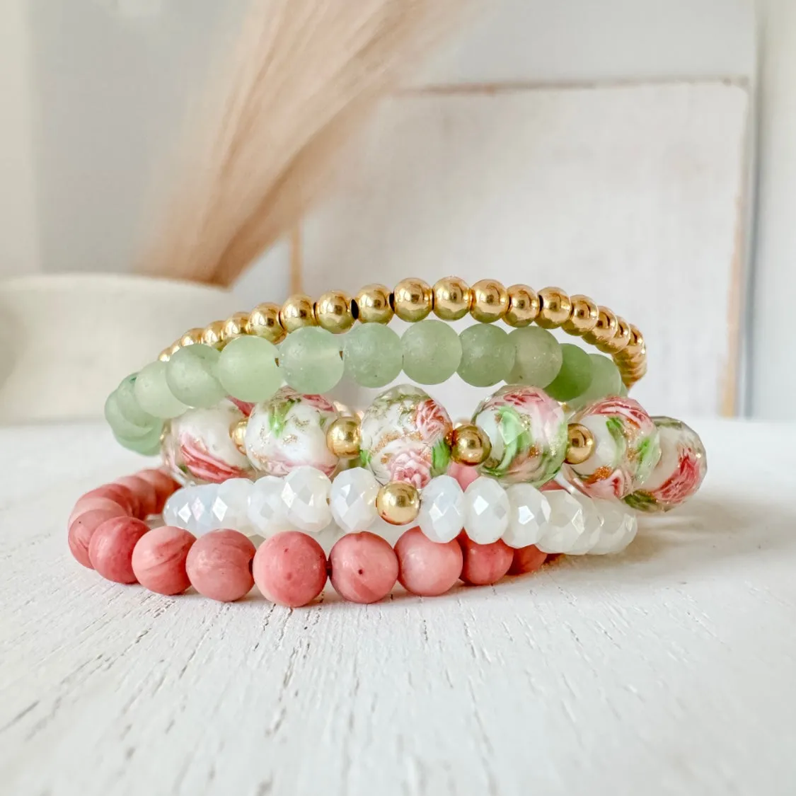 Easter Floral Bracelet Stacking Set - Set of 3 or Each