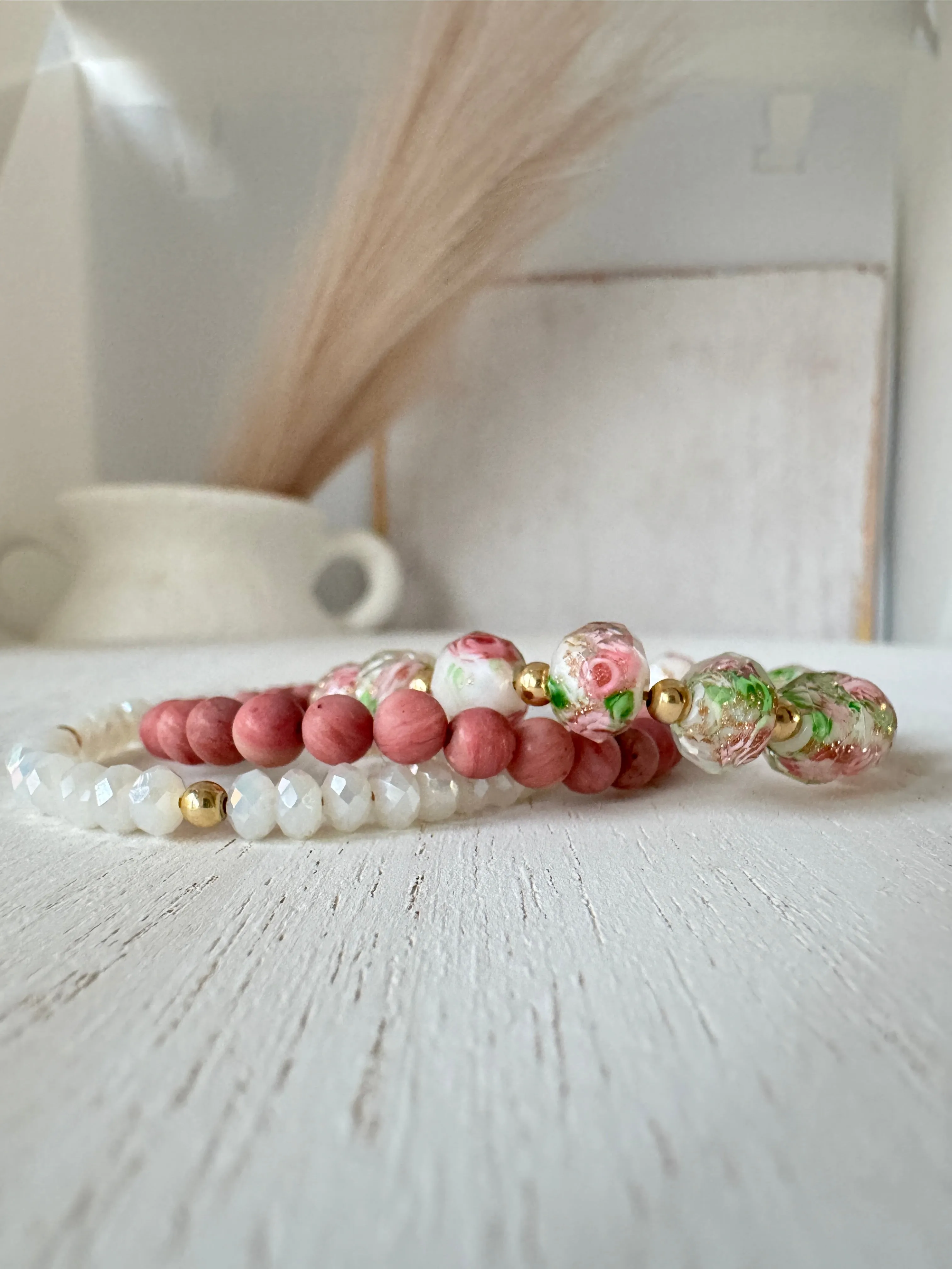 Easter Floral Bracelet Stacking Set - Set of 3 or Each