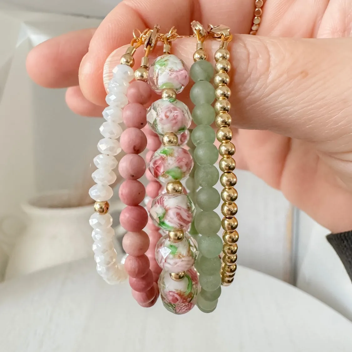 Easter Floral Bracelet Stacking Set - Set of 3 or Each
