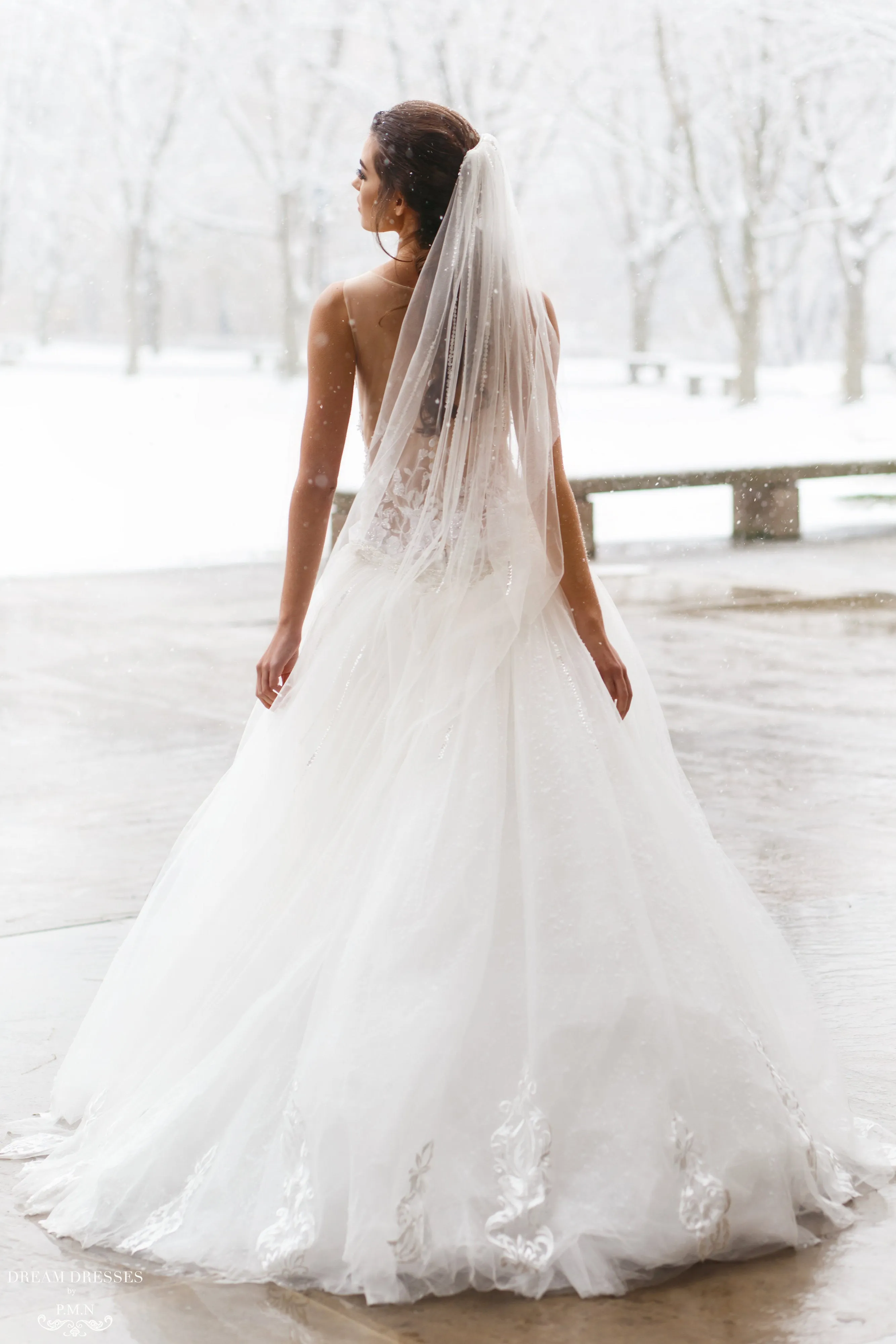 Embellished Fingertip Veil (#Hayley)