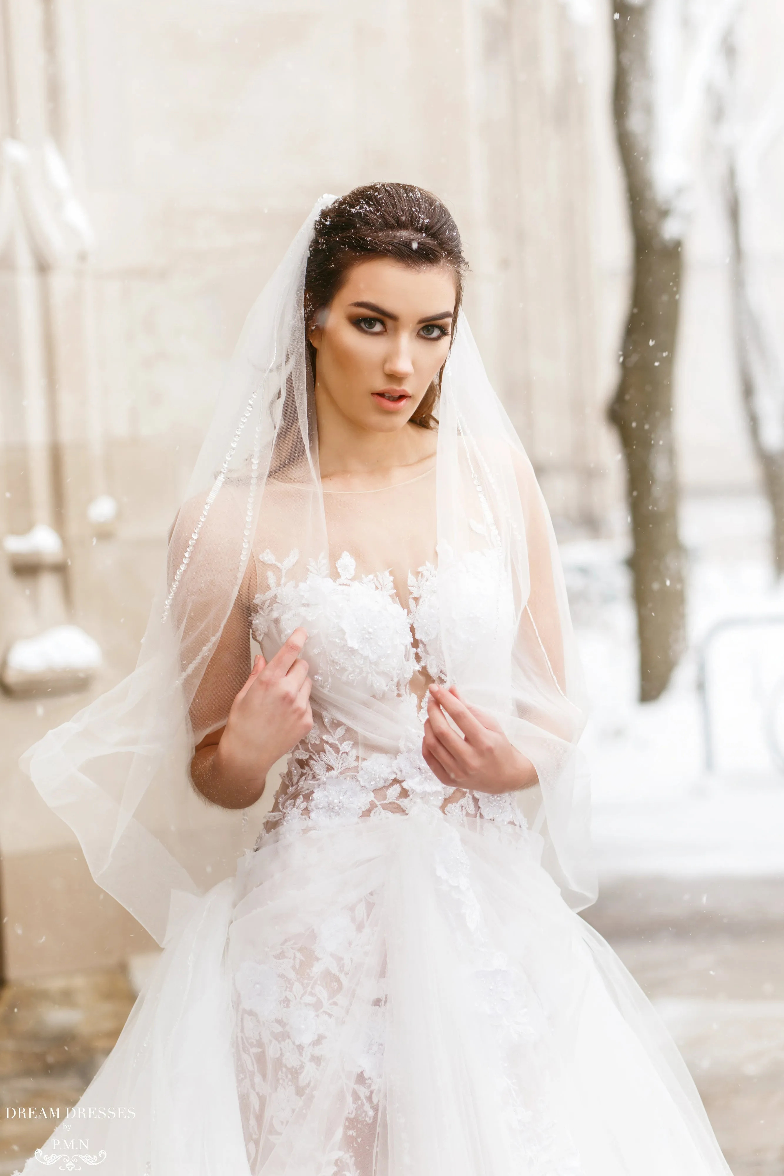 Embellished Fingertip Veil (#Hayley)