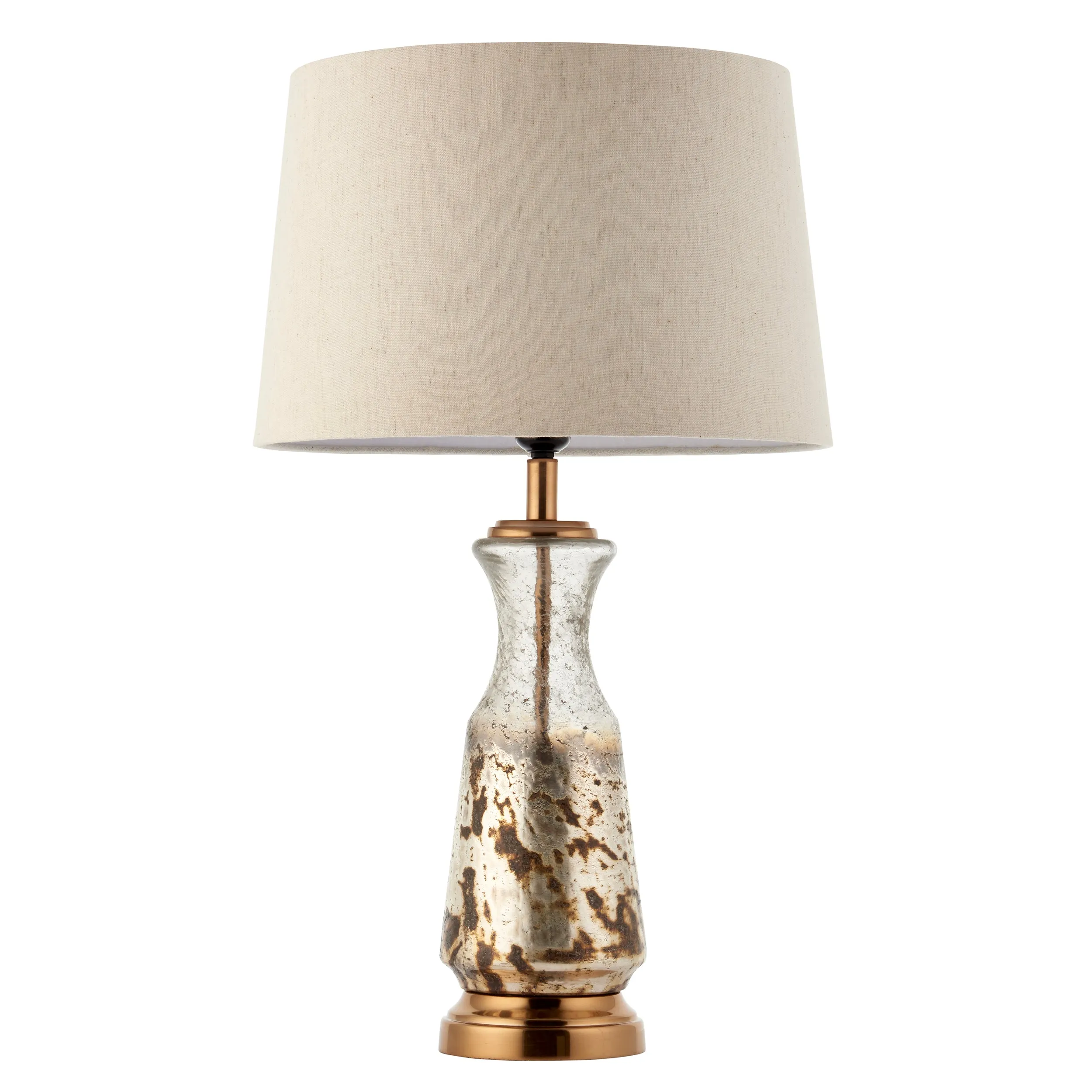 Endon 90588 Samuel 1lt Table Volcano ombre foil & vintage white linen 40W E27 GLS (Required)