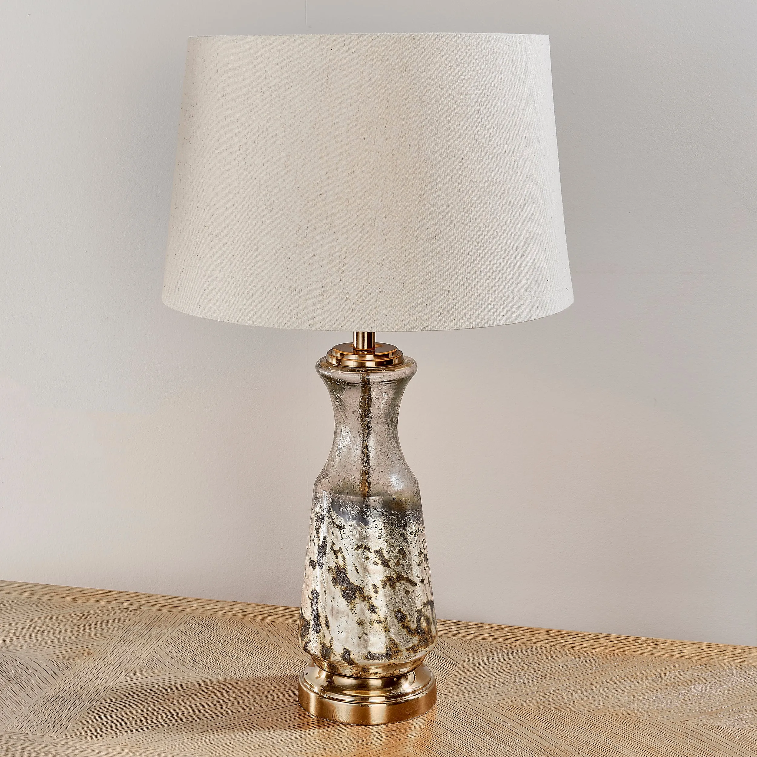 Endon 90588 Samuel 1lt Table Volcano ombre foil & vintage white linen 40W E27 GLS (Required)