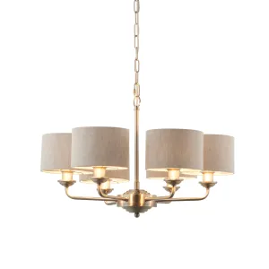 Endon 99151 Highclere 6lt Pendant Brushed chrome plate & natural linen 6 x 28W E14 Eco golf (Required)