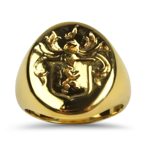 Estate 14K Yellow Gold Engraved Signet Ring