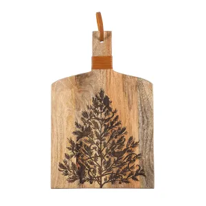 Etched Mango Wood Cutting Board with Faux Leather Handle, Christmas Heritage,3chw7728