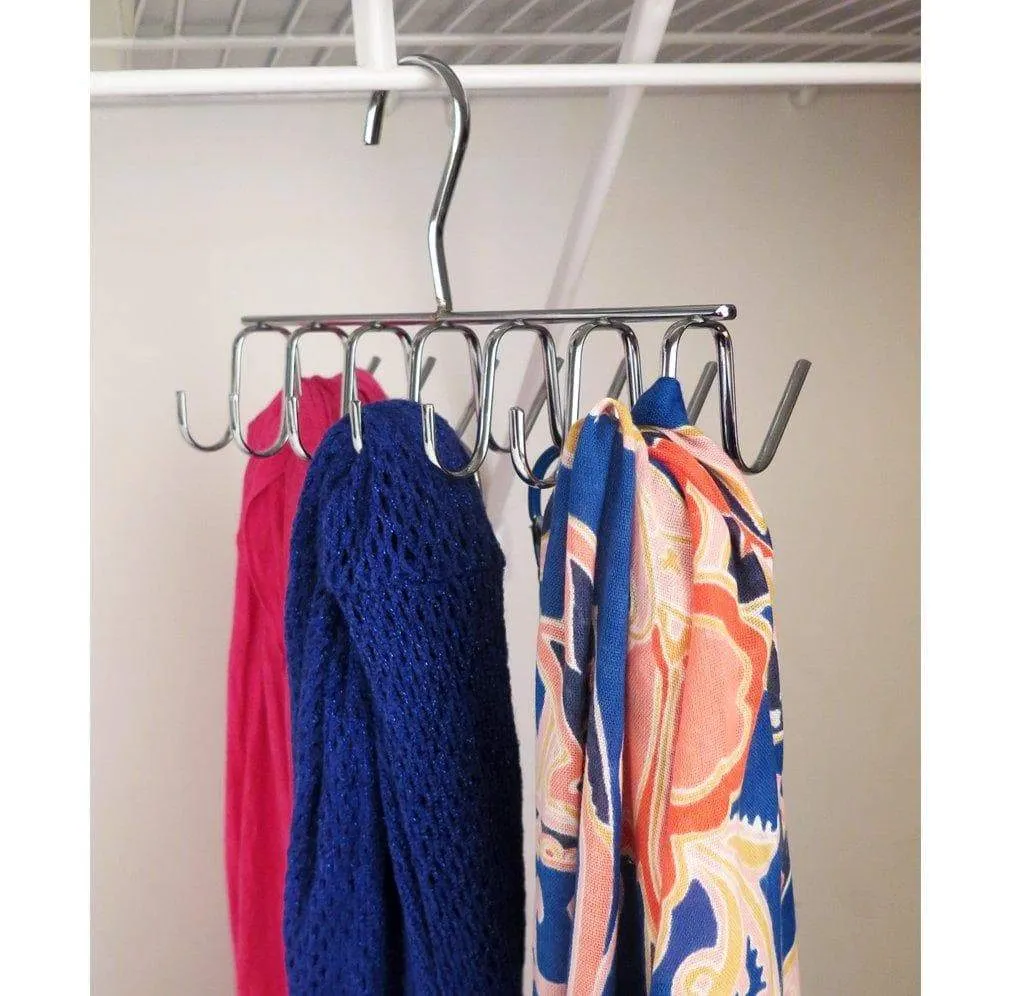 Evelots Tie, Belt, Scarf,jewelry Rack-Hanger-Closet Organizer-Chrome-14 Hooks
