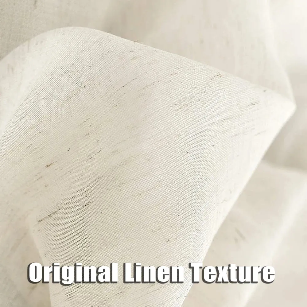 Evelyn Beige Linen Sheer Curtains