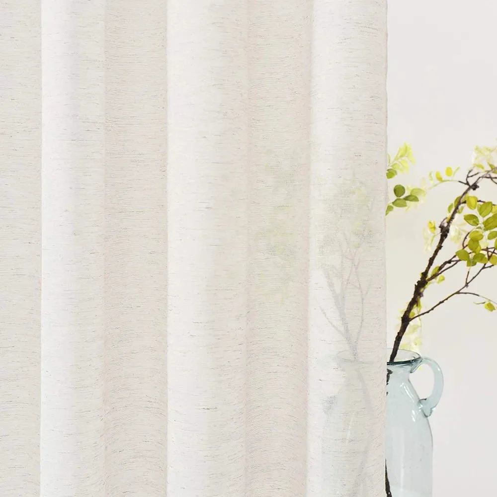 Evelyn Beige Linen Sheer Curtains