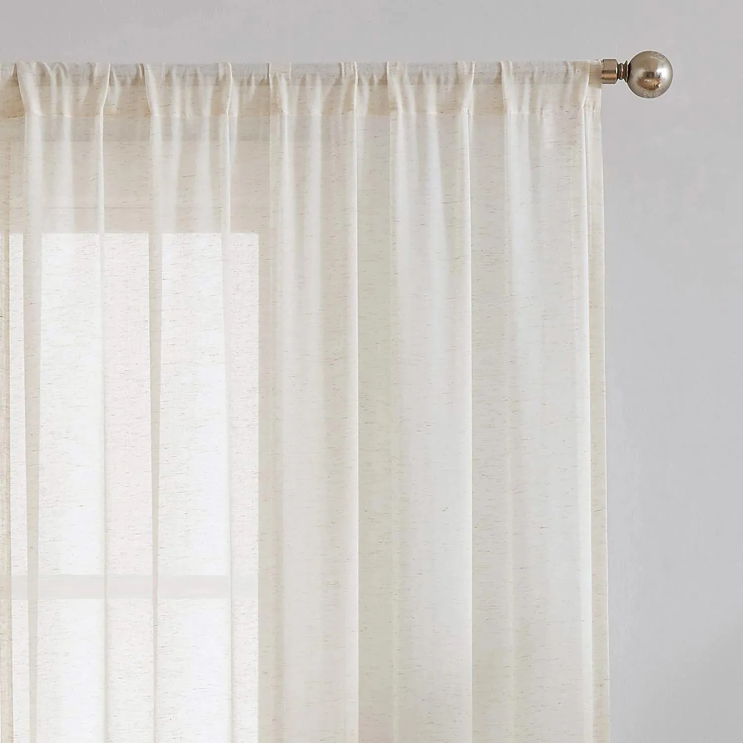 Evelyn Beige Linen Sheer Curtains