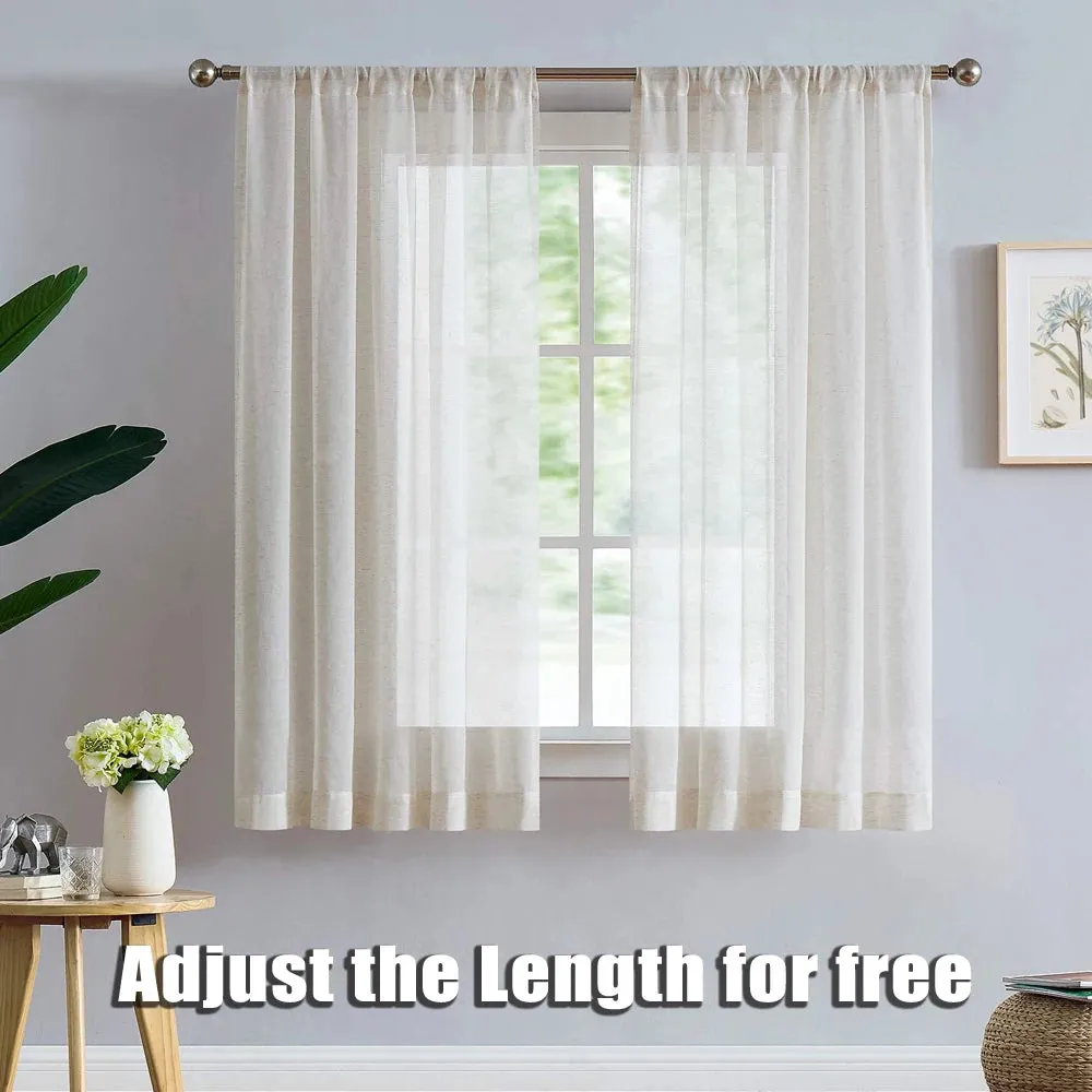 Evelyn Beige Linen Sheer Curtains