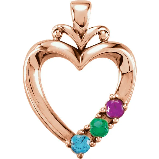 Family Heart Birthstone Pendant or Necklace