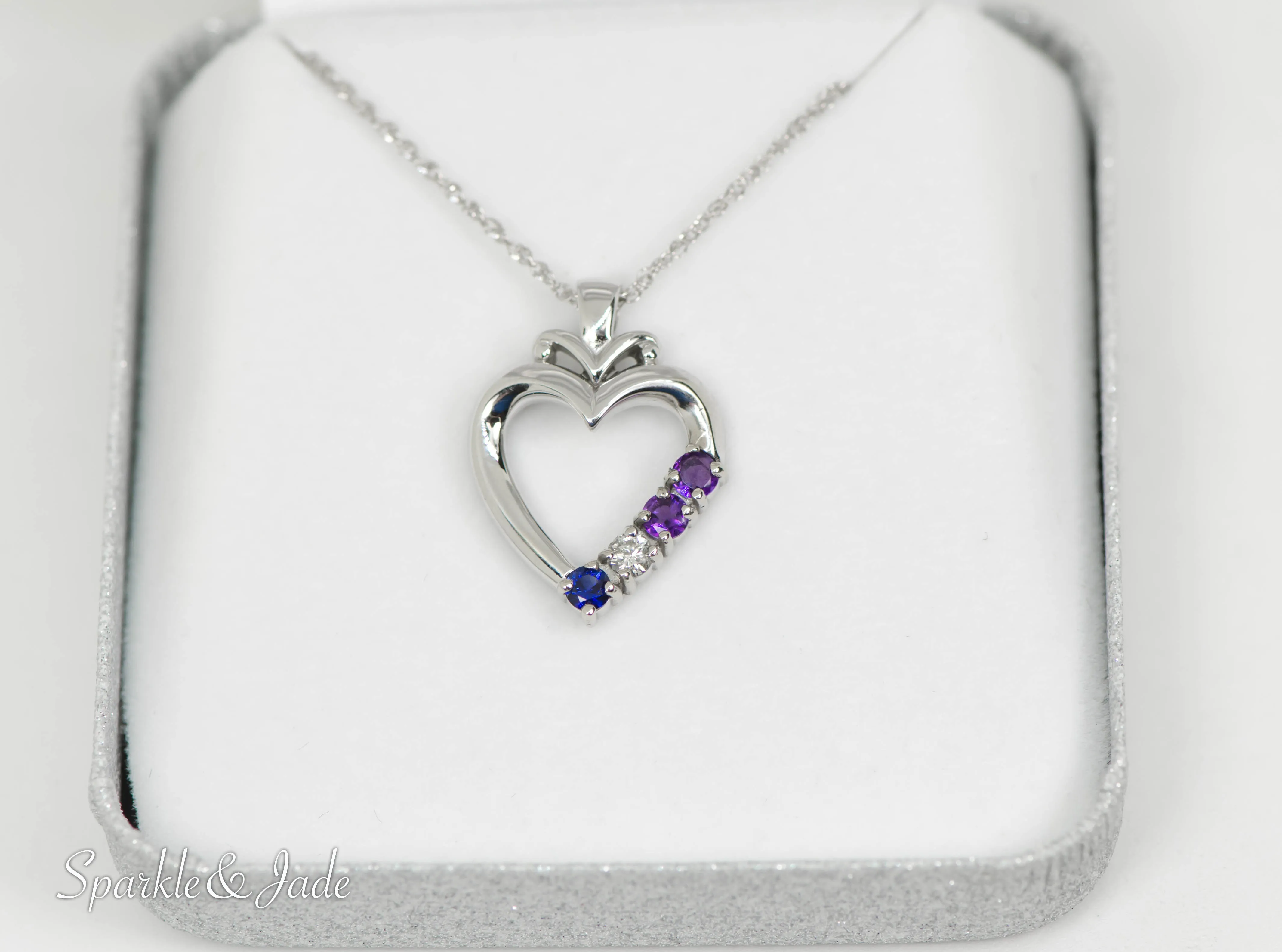 Family Heart Birthstone Pendant or Necklace