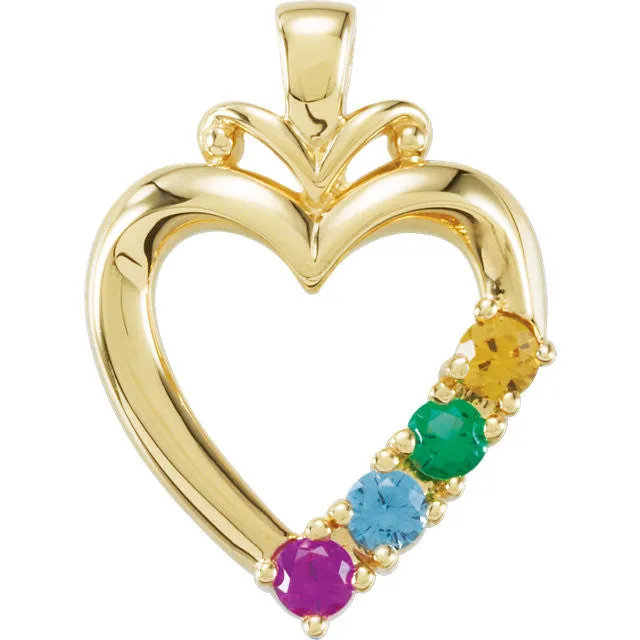Family Heart Birthstone Pendant or Necklace