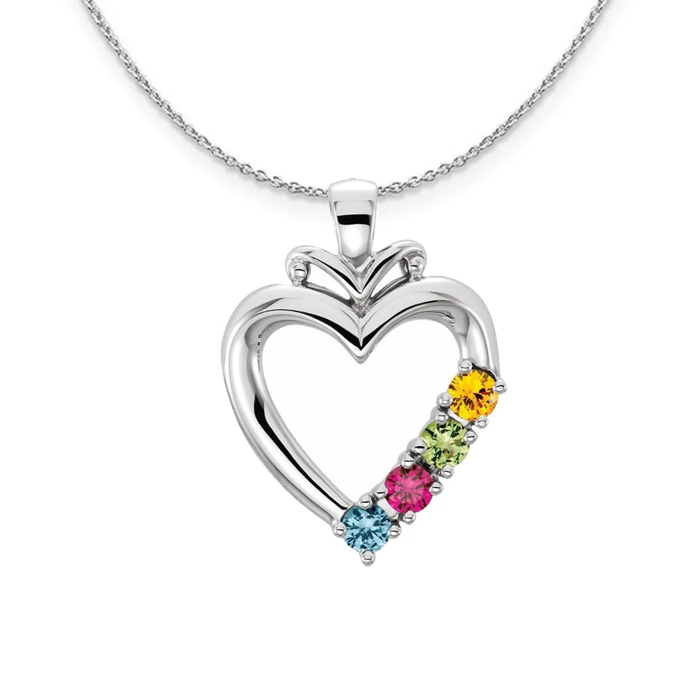Family Heart Birthstone Pendant or Necklace