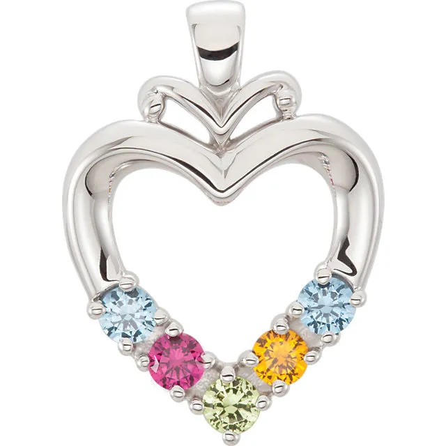 Family Heart Birthstone Pendant or Necklace