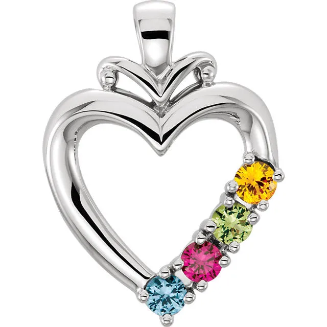Family Heart Birthstone Pendant or Necklace