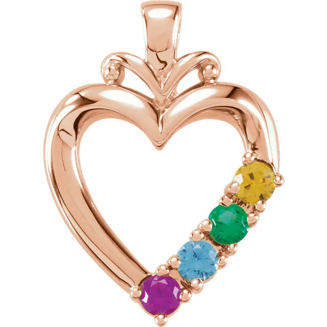 Family Heart Birthstone Pendant or Necklace